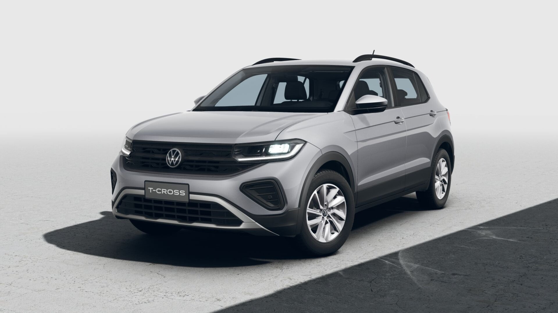 Volkswagen T Cross 200 TSI 2025 prata frente parado