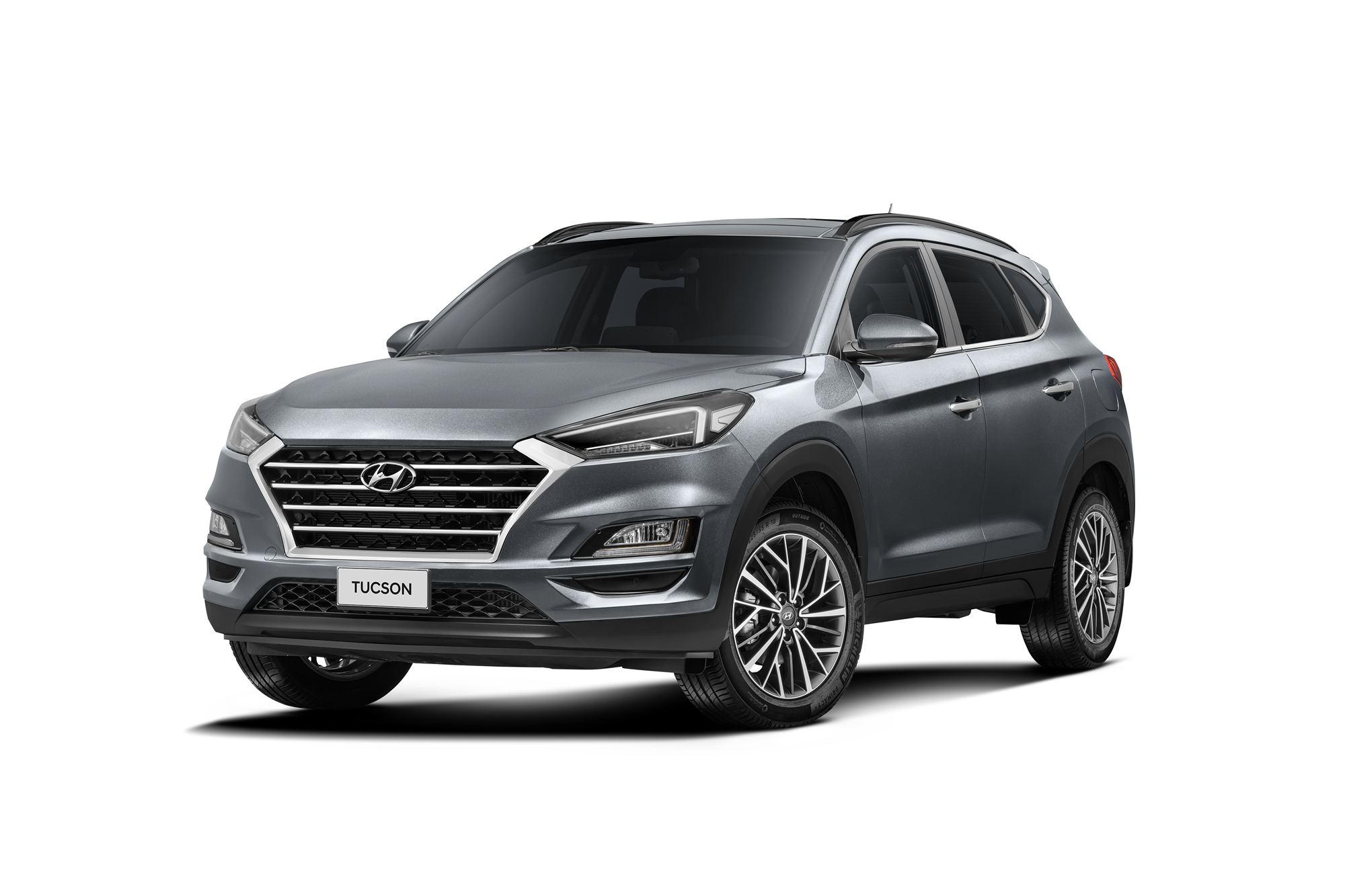 Hyundai Tucson 2025 cinza frente parado