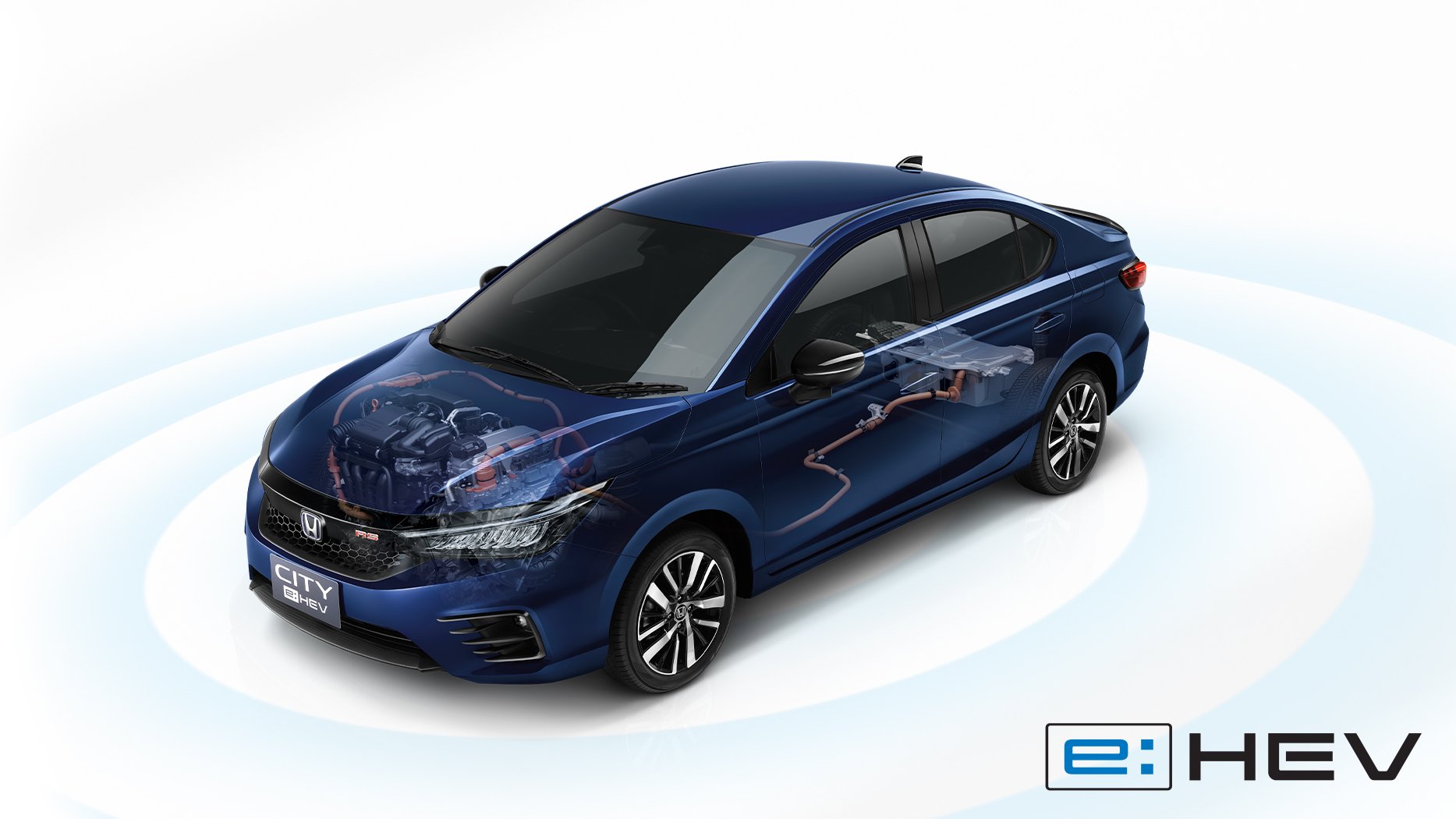 honda city ehev hybrid 2022 azul visão de corte