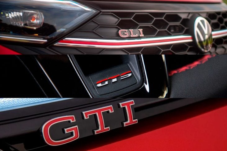 Emblema GLI, GTS e GTI. VW