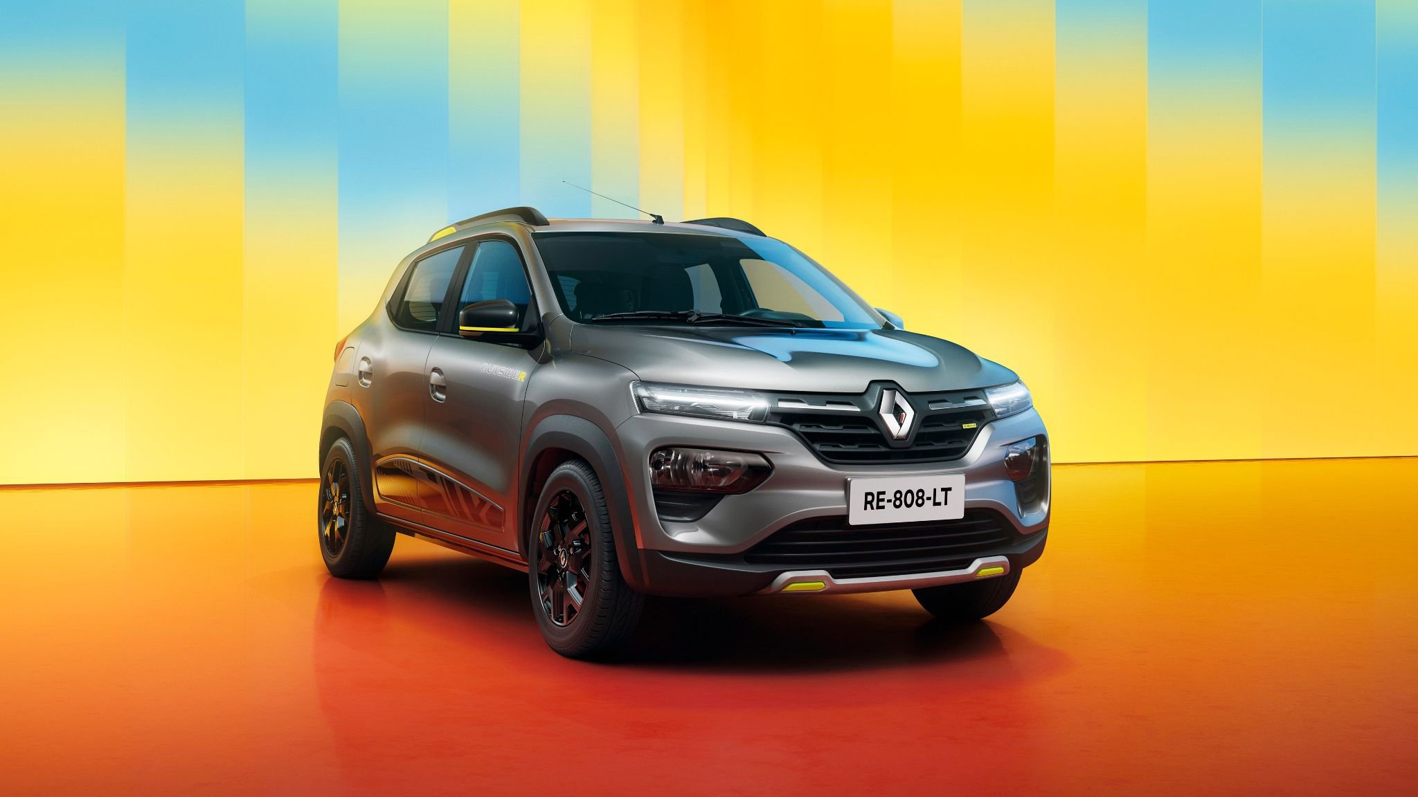 Renault Kwid Outsider 2026 cinza cassiopée frente parado (2)