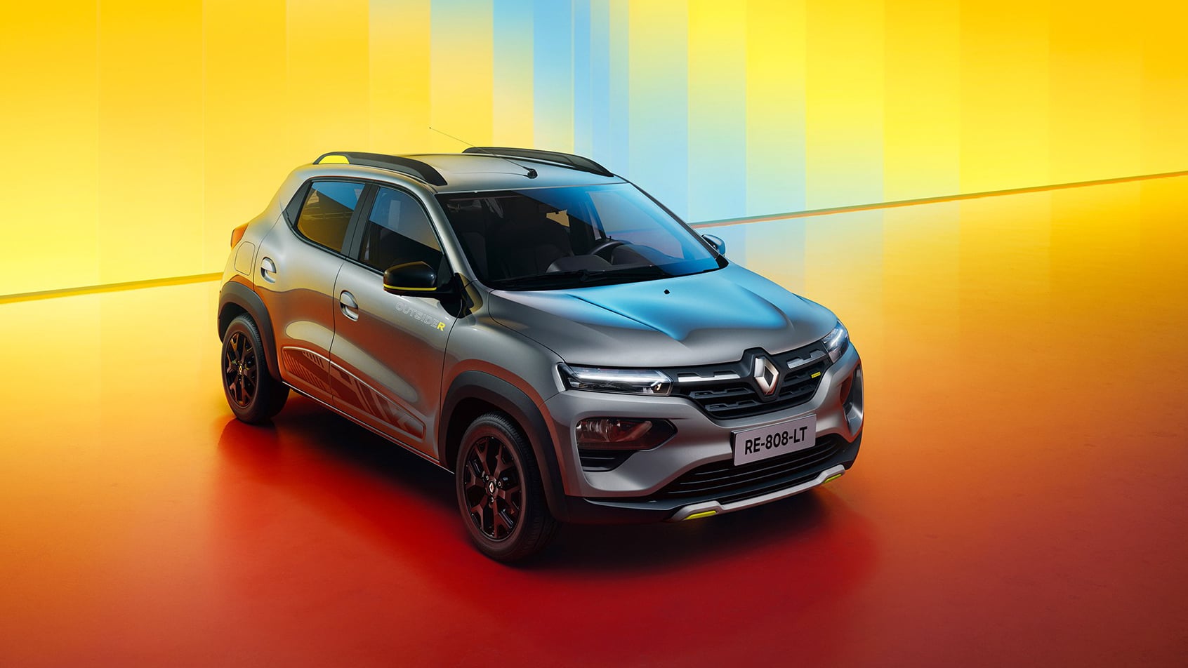 Renault Kwid Outsider 2026 cinza cassiopée frente parado (3)