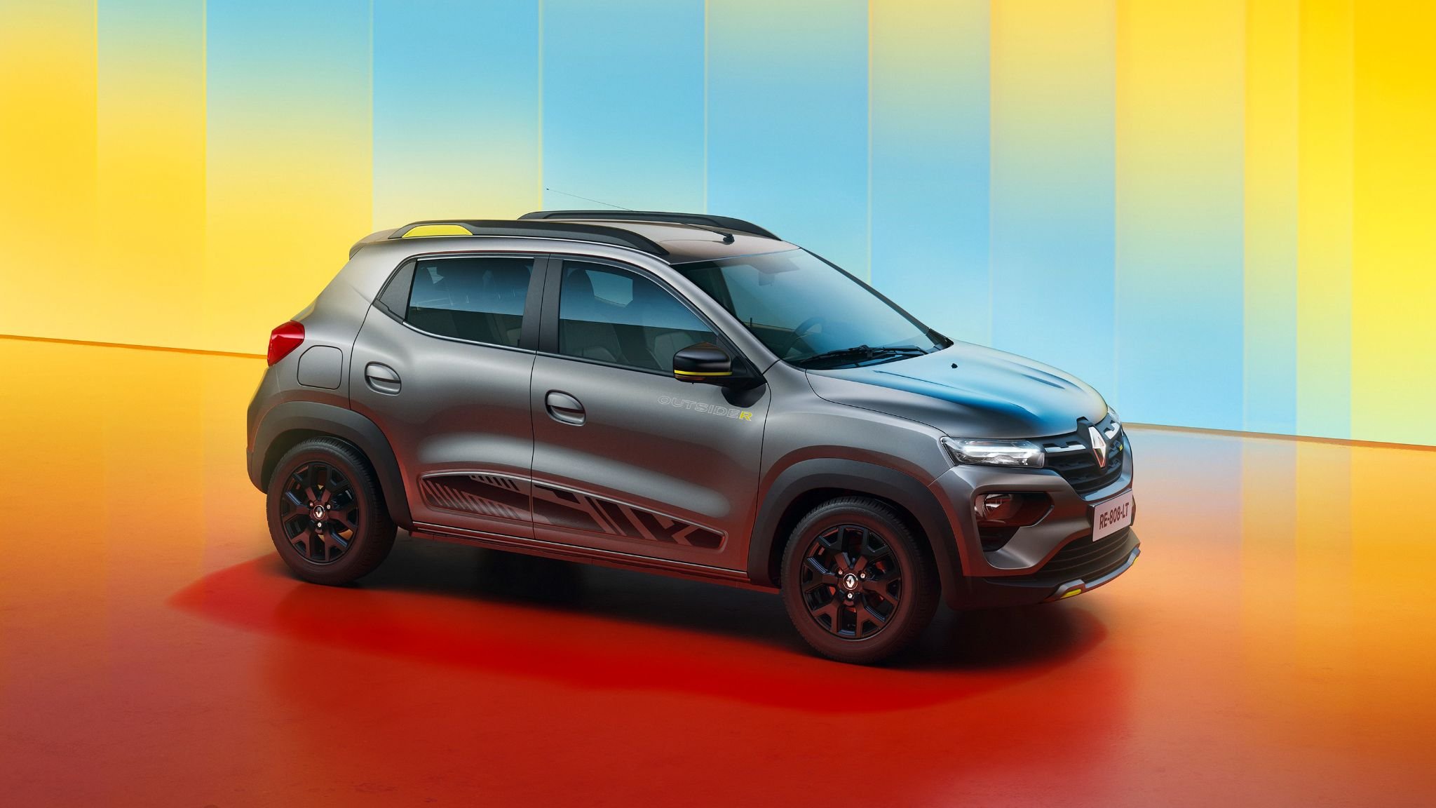 Renault Kwid Outsider 2026 cinza cassiopée frente parado