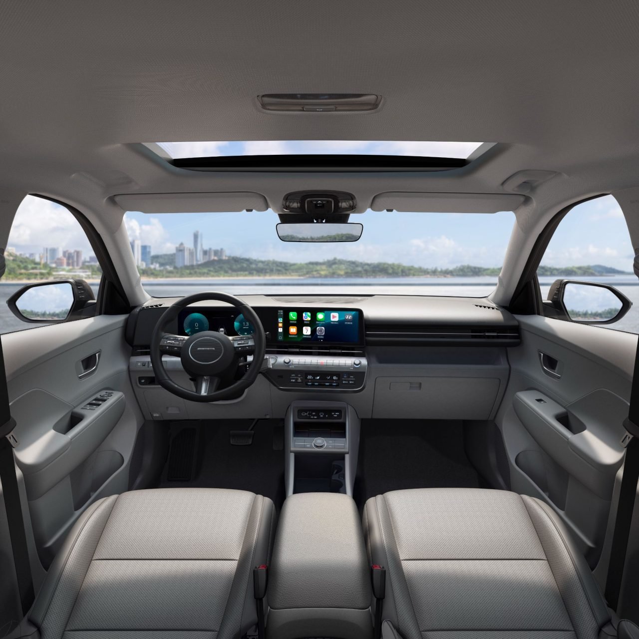 Hyundai Kona Hybrid 2026 interior acabamento cinza