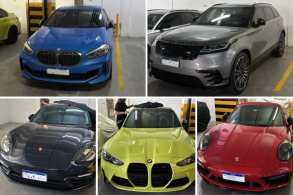 carros de luxo apreendidos carca do INSS BMW Competition BMW M135i Porsche Panamera Porsche 911 Land Rover