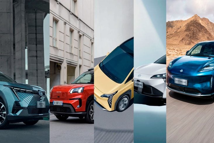5 modelos da GAC que chegam ao Brasil, montagem com todos na mesma imagem.