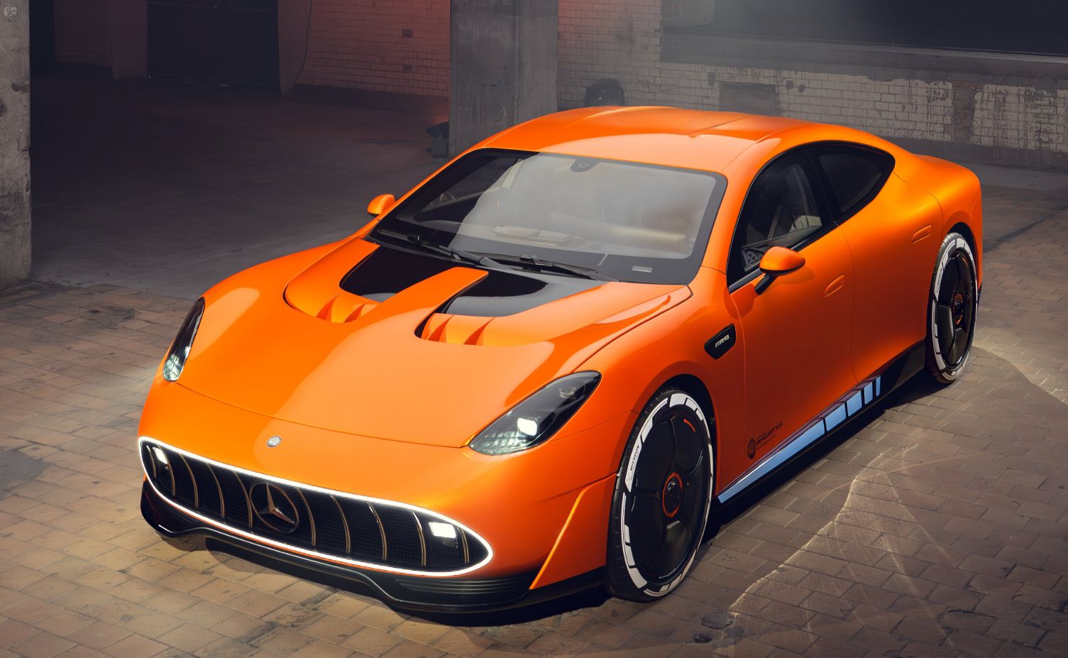 MERCEDES AMG GT XX 2025 LARANJA FRENTE E LATERAL