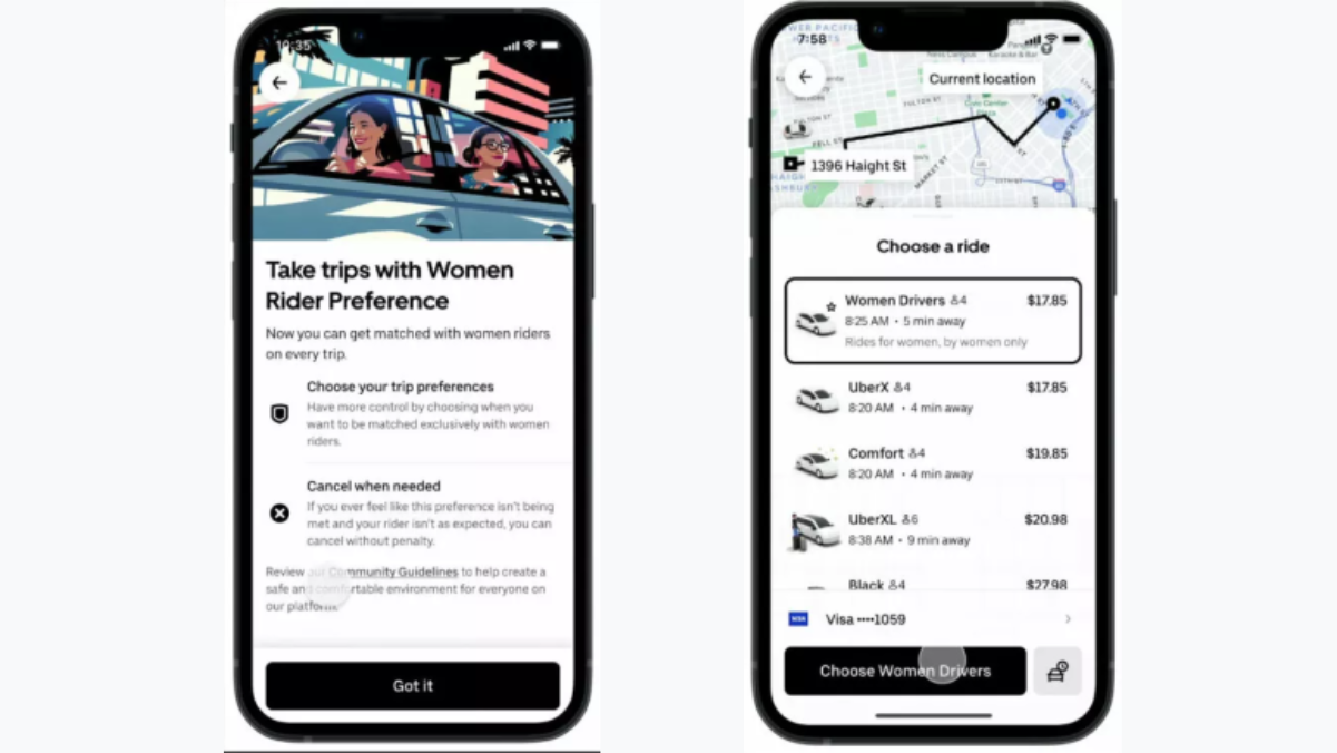 Uber Nova função de “Preferências para Mulheres”