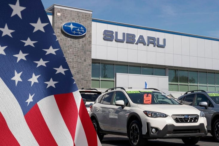 concessionária subaru eua, bandeira dos EUA.