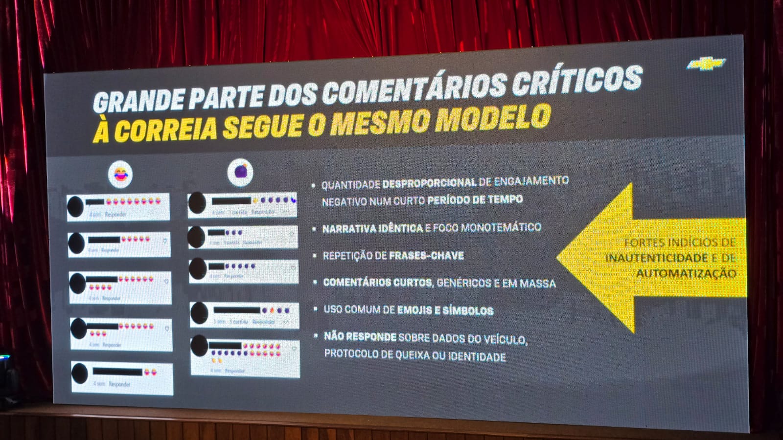 apresentação chevrolet onix 2026 padrão em comentários nas redes sociais