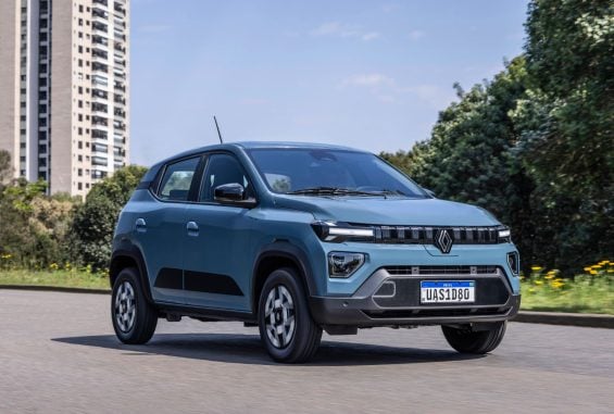Renault Kwid E Tech Techno 2026 azul slate frente Renault Kwid E Tech Techno 2026 azul slate frente