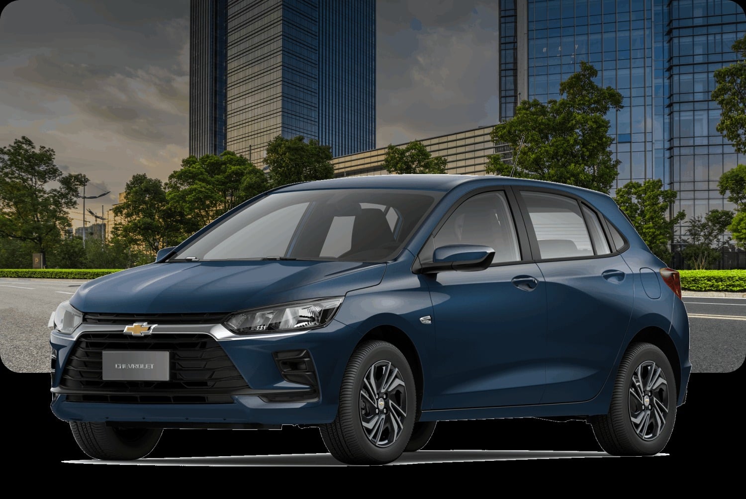 Chevrolet onix at turbo 2026 azul frente parado