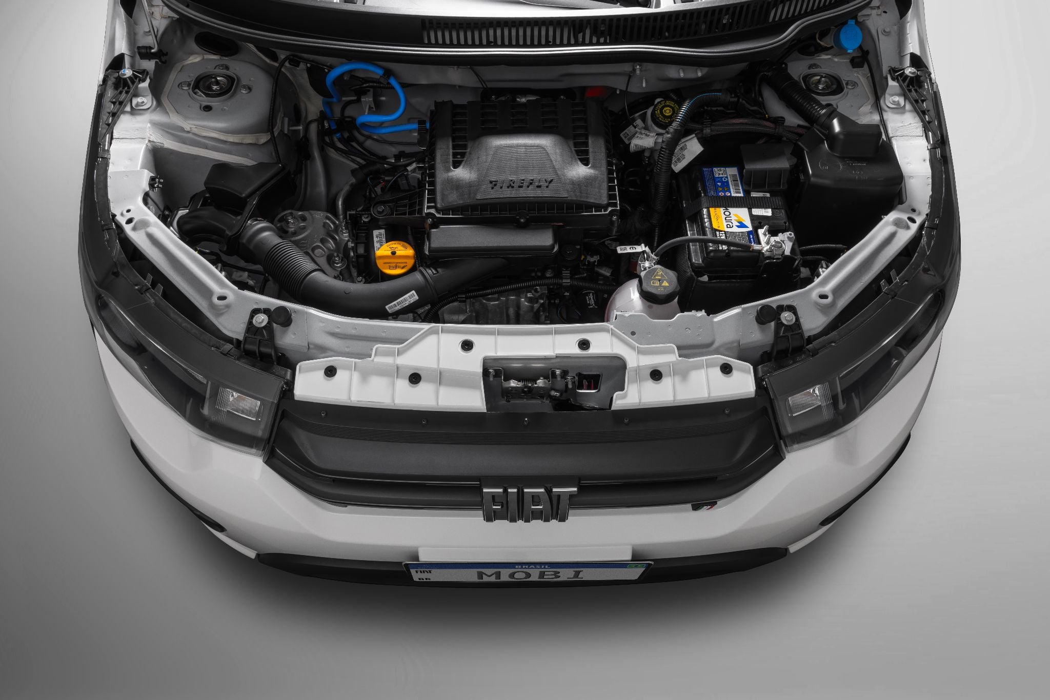 Fiat Mobi Like 2026 Branco Banchisa cofre do motor
