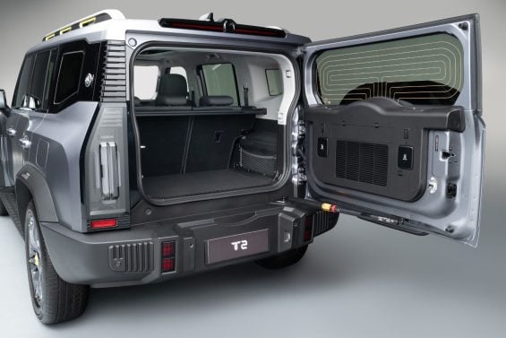 Jetour T2 2026 prata porta malas