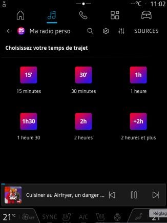 RBD settings temps trajet portrait