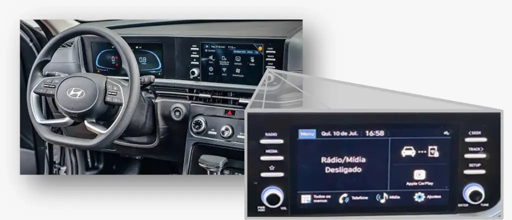 Multimidia desenvolvida pela Hyundai Mobis para oferecer conectividade com seguranca CRETA central multimídia
