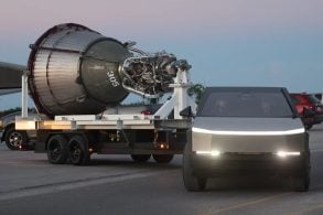 cybertruck towing spacex rocket engine teaser