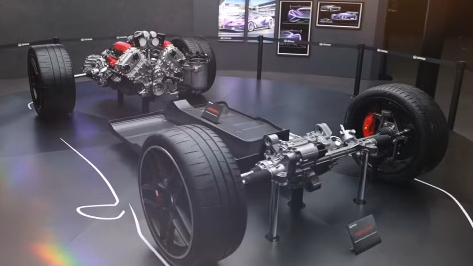 Chassi de supercarro com motor V8 GWM