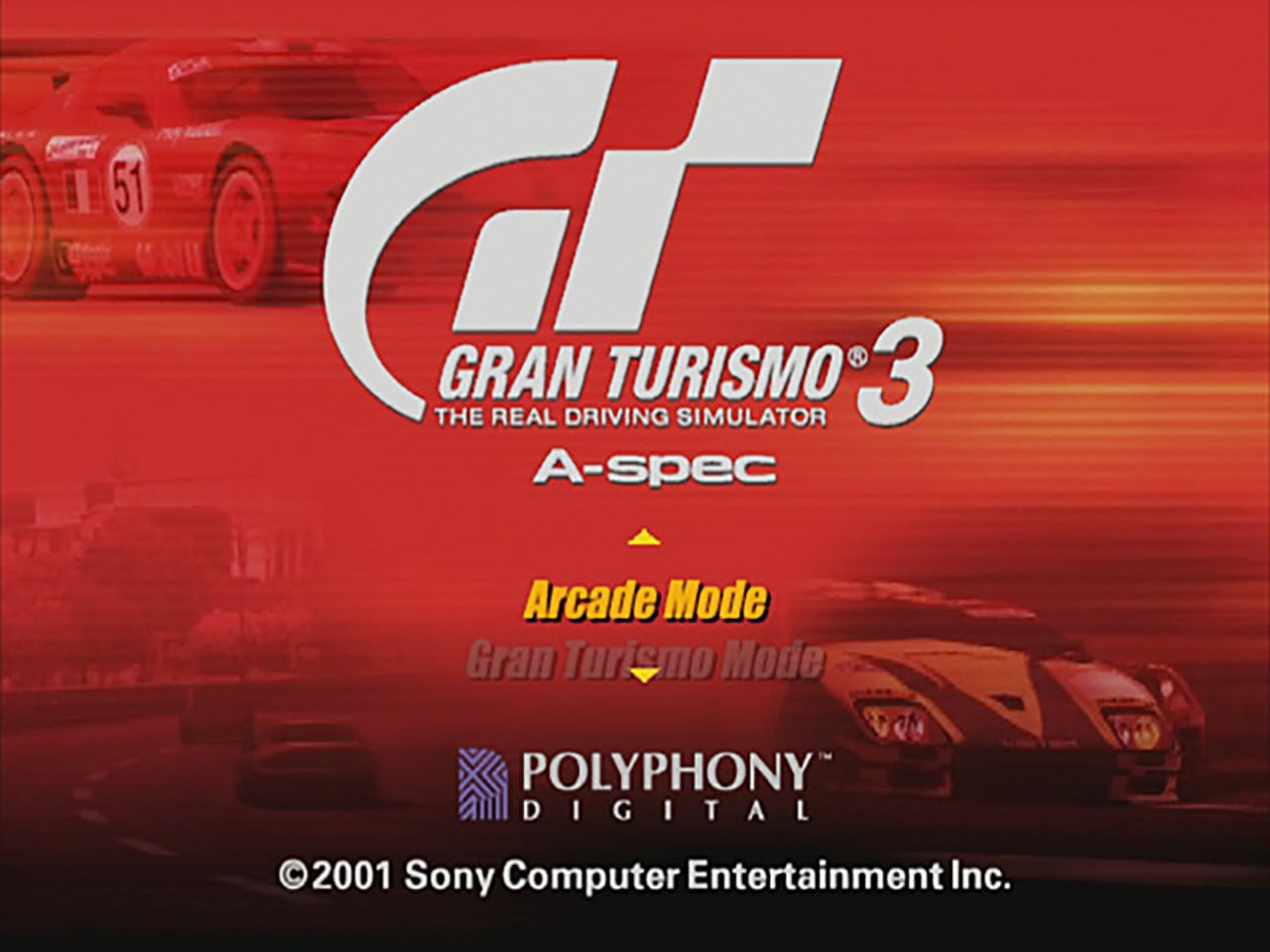 Gran Turismo 3 A Spec menu inicial