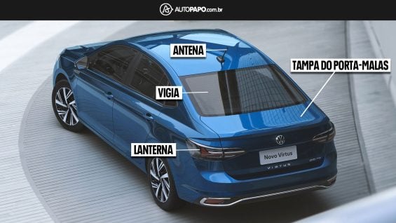 Volkswagen Virtus partes identificadas traseira