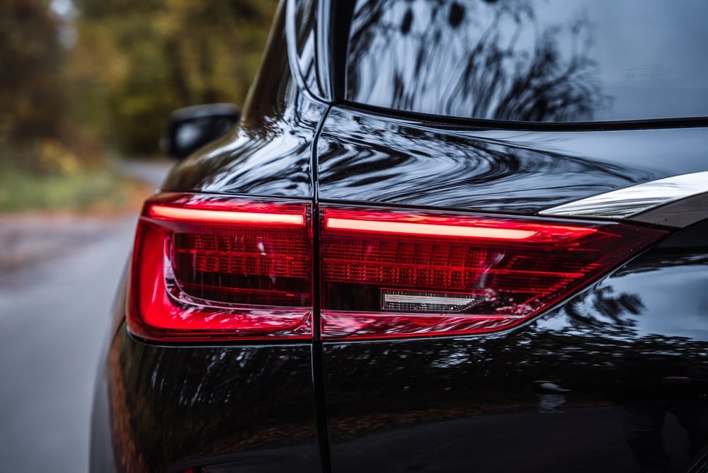 Close up,View,Of,Rear,Car,Taillight,With,Red,Led,Light