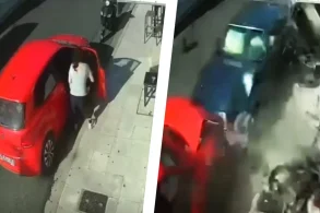 Mãe salva filha segundos antes de uma Mercedes desgovernada atingir veículo na Grécia