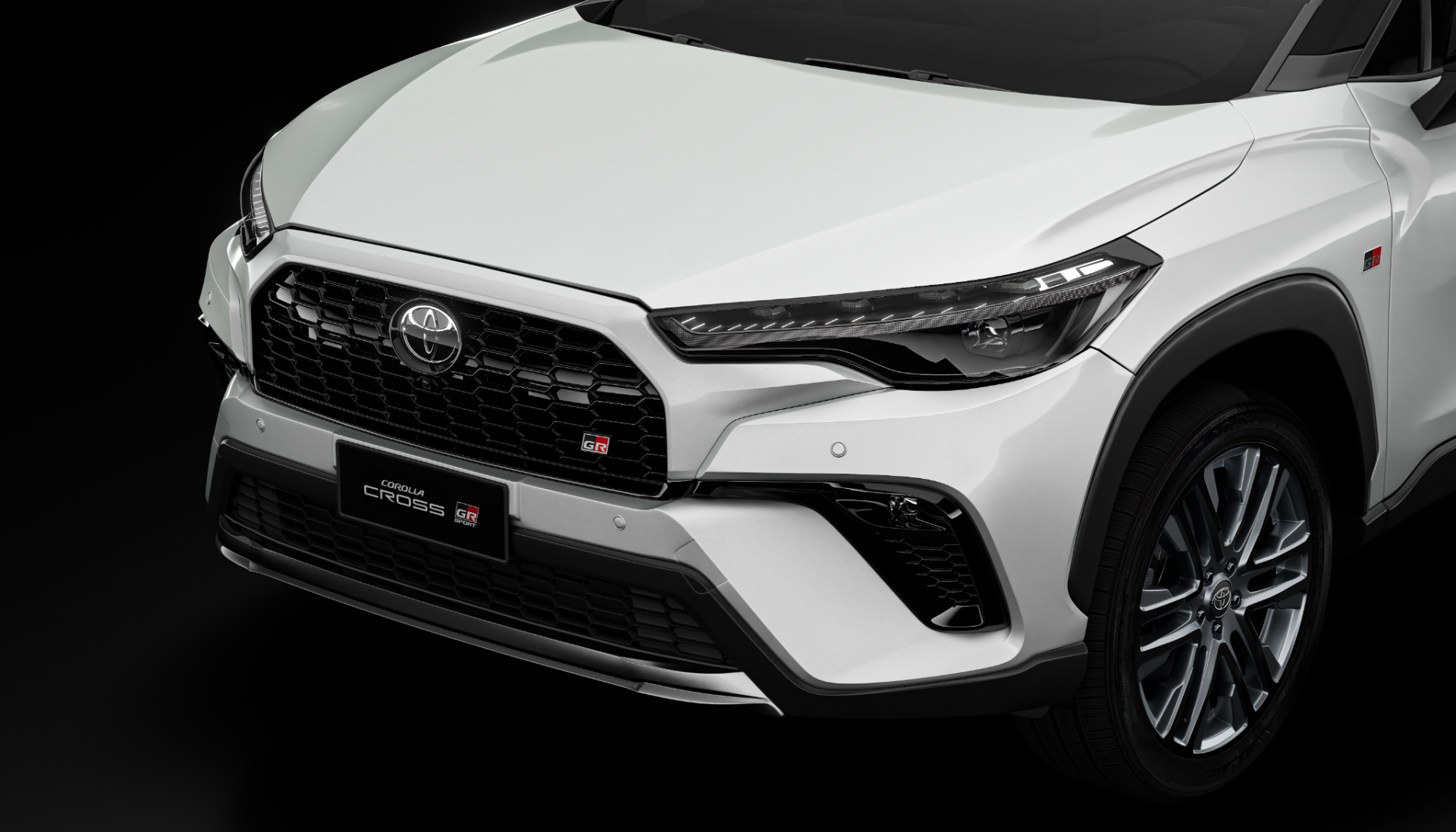 Toyota Corolla Cross GR Sport 2027 branco lunar dianteira para choque