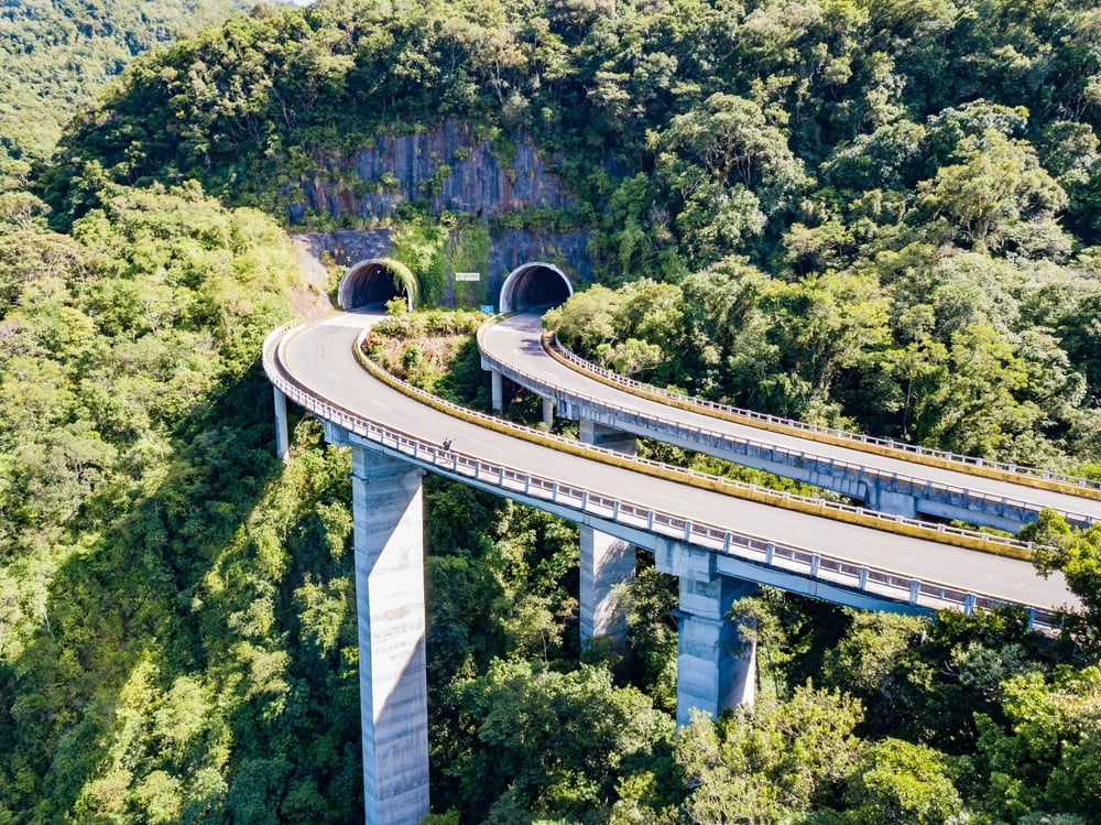 Rota,Do,Sol,Highway, ,Aerial,View,Of,Curved,Tunnels
