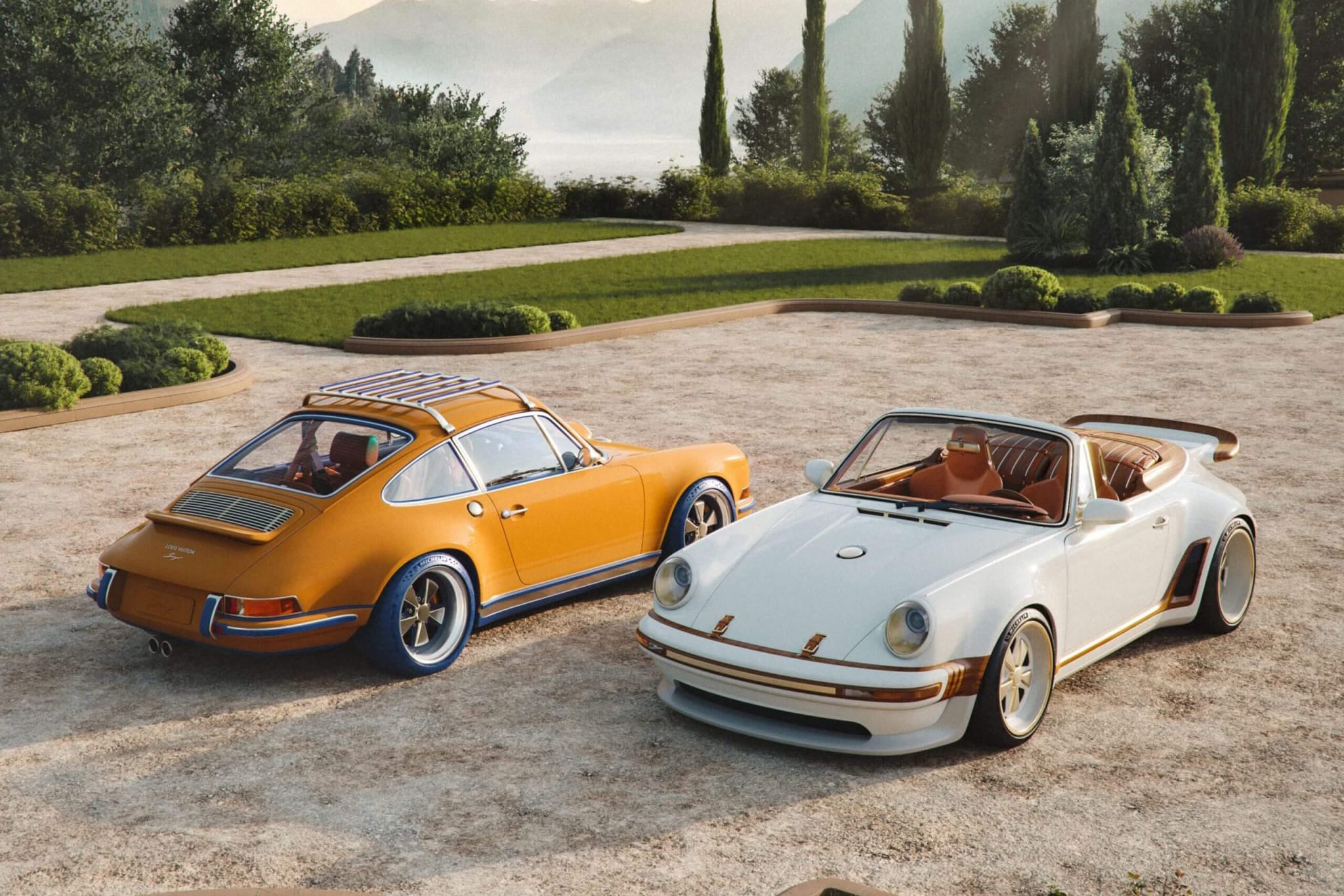 Louis Vuitton faz dois Porsche 911 com para-choque de madeira e prancha de surfe entalhada
