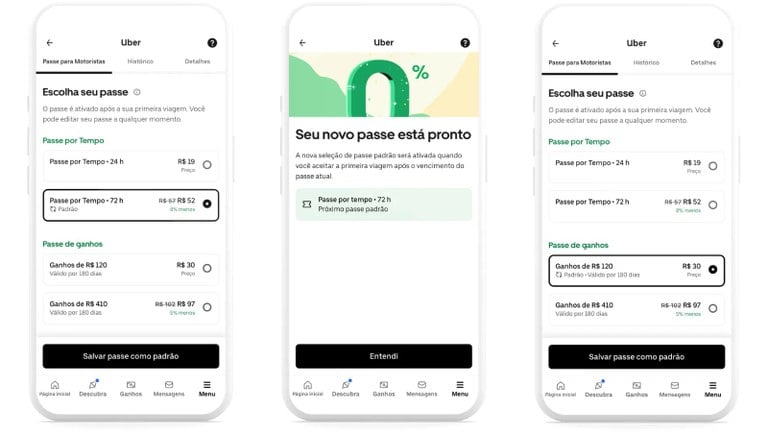 Uber programa passe para motoristas processo MPT reprodução