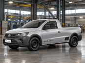 Volkswagen Saveiro Etanol cinza frente lateral