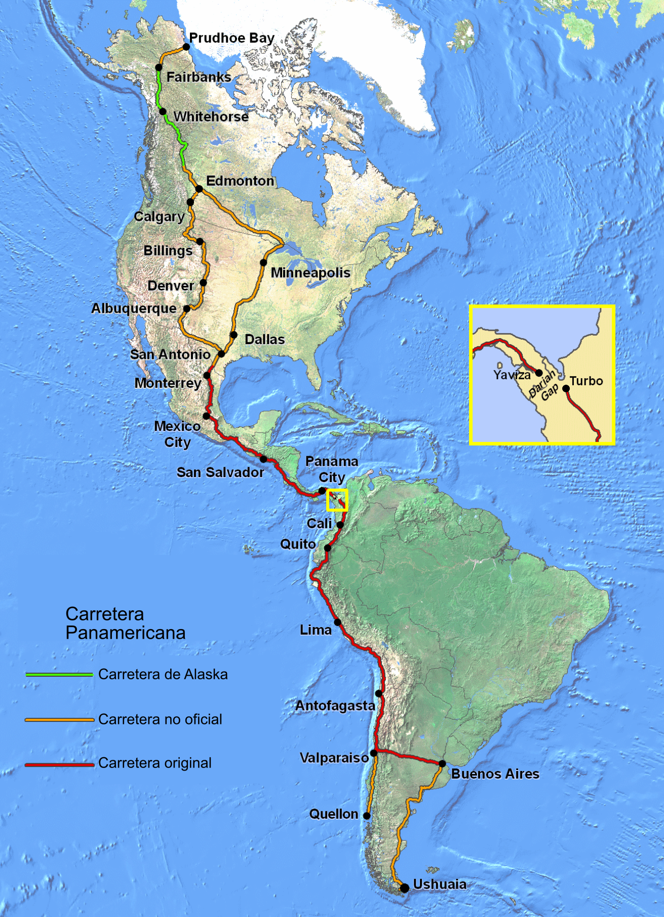Mapa rodovia panamericana wikimedia