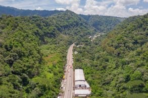 Aerial,View,Of,Panamerican,Highway,Near,Colon,Municipality,In,El