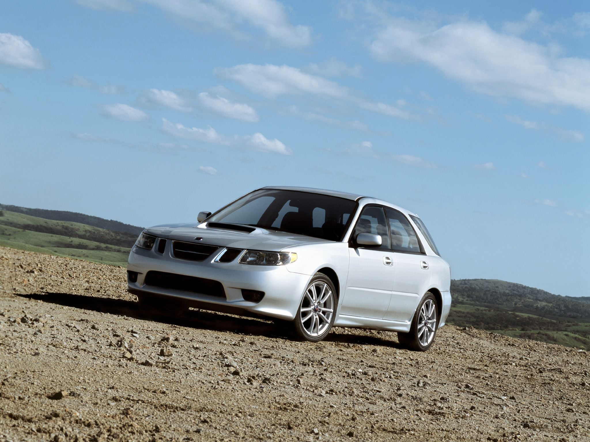 saab 9 2x prata frente parado saab 9 2x prata frente parado